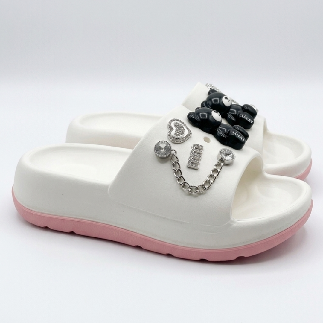 Casual Cute Bear Slippers (White)
